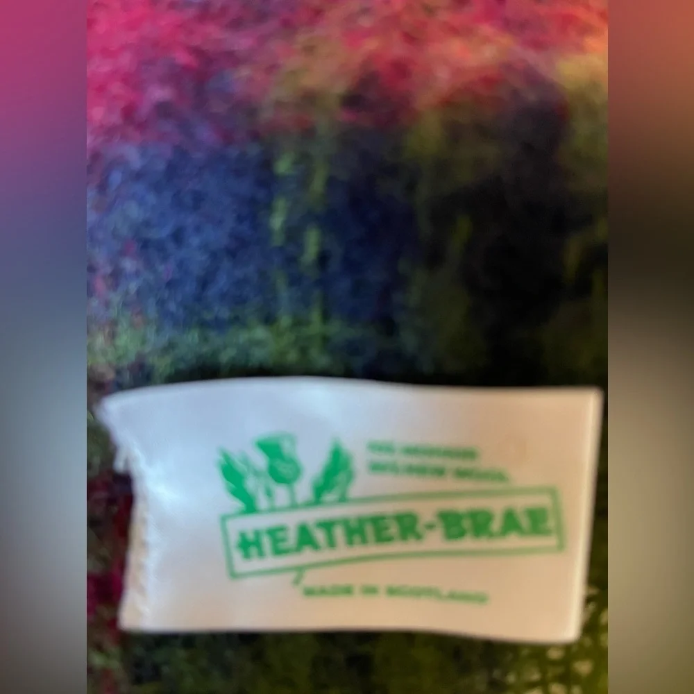 Pair of Vintage Heather Brae Made In Scotland Mohair/Wool Plaid Scarves